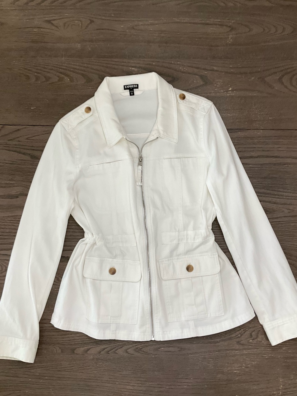 Express Women's White Zip-Front Utility Jacket Size Medium EUC